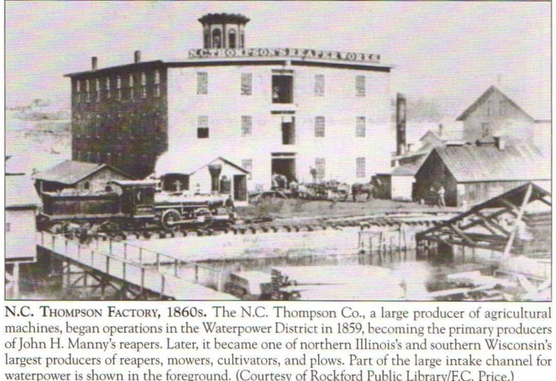 The N.C. Thompson's Reaper Works building were Amos Woodward worked in the 1860's